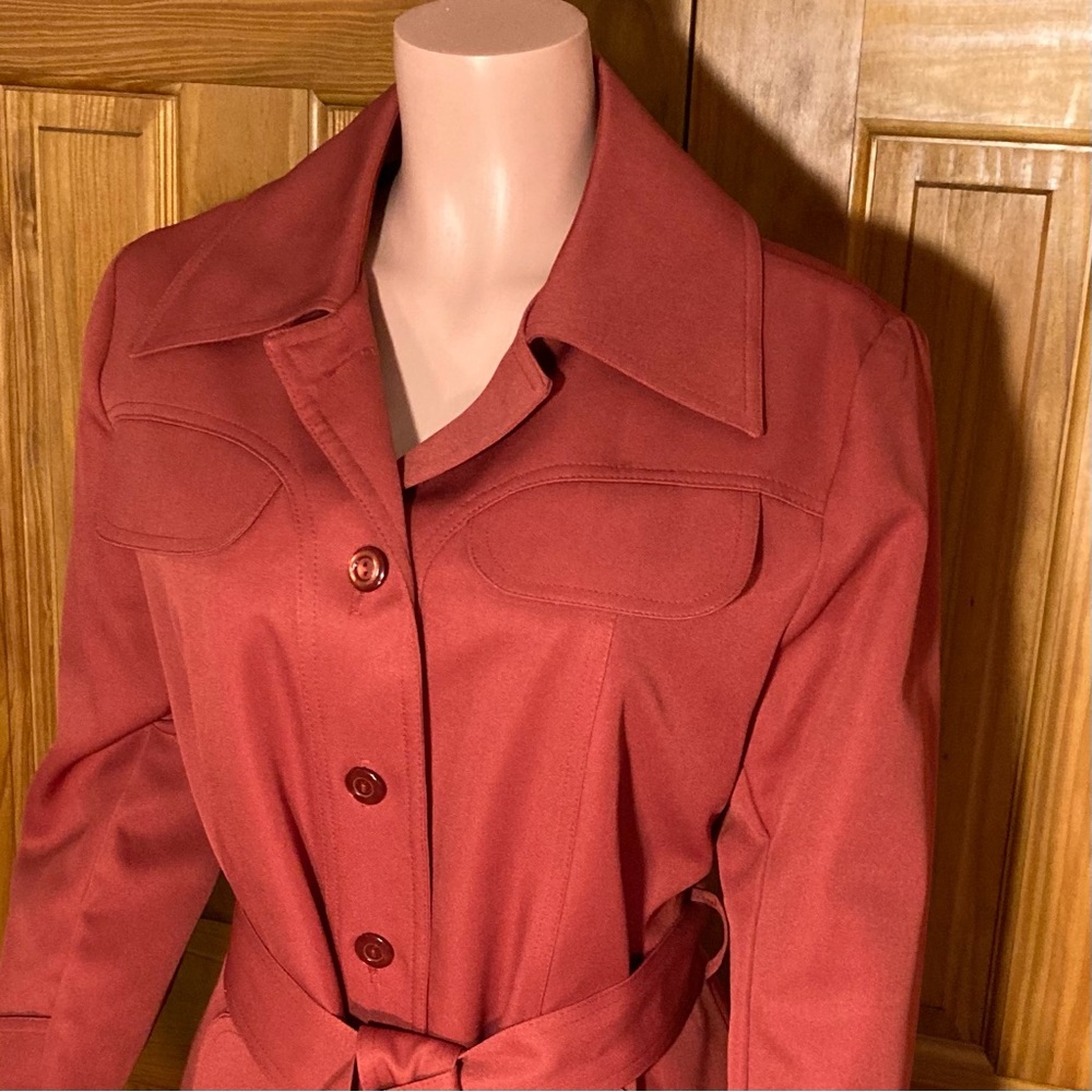 NWOT Vintage 70s Unbranded Trench Coat Removable Lining - Picture 4 of 13